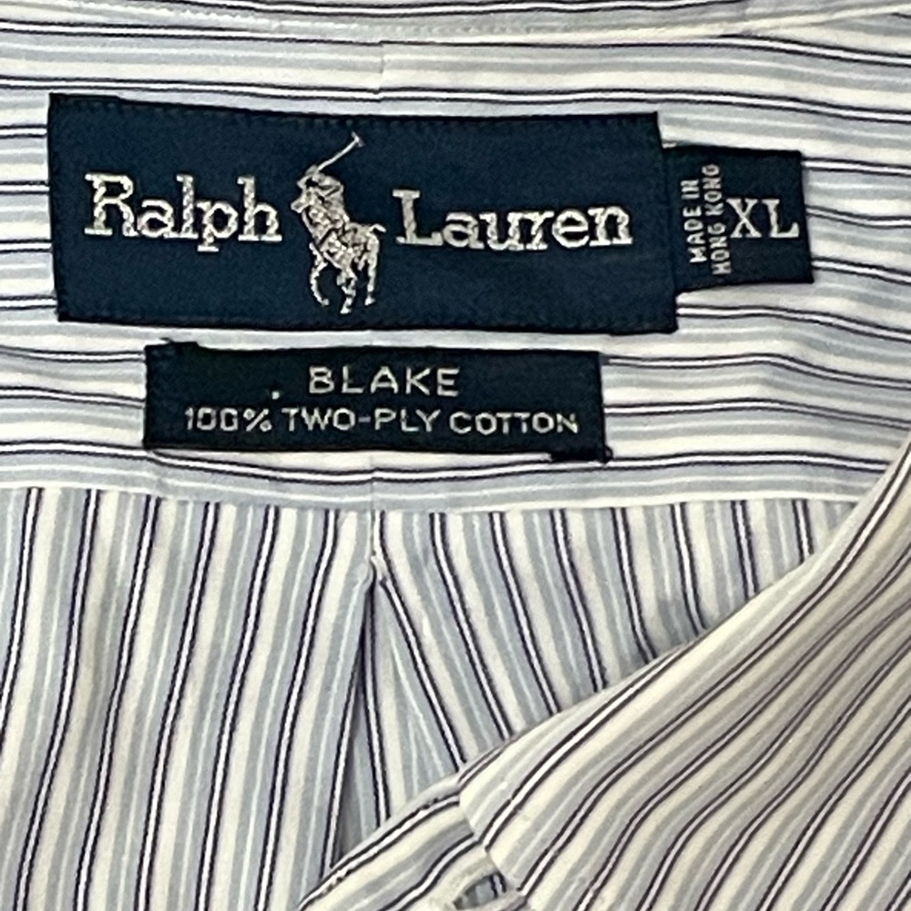 Ralph Lauren Men's Blue and White Striped Shirt - Picture 2 of 2